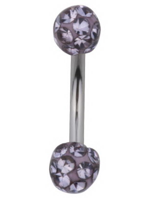 Dual Glitter Ball Øyenbrynspiercing Lilla 1.2 x 8 mm