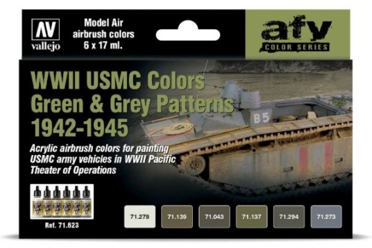 Wwii Usmc Colors Green & Grey Patternes 1942-1945