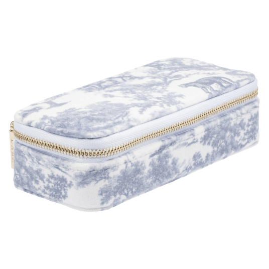DARK Velvet Jewellery Box Mini Country Blue Savannah Pattern