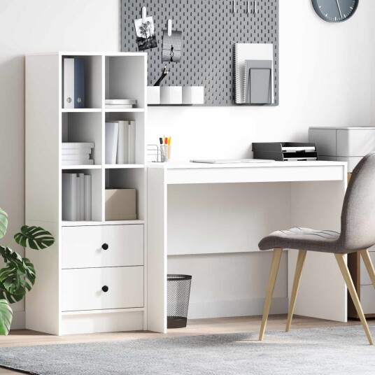 vidaXL Skrivebord med skuff 2 pcs Hvit