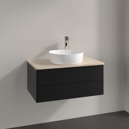 Villeroy & Boch Antao Servantskap med 2 skuffer 80x50x36 cm m/lys Sort Matt/Crème