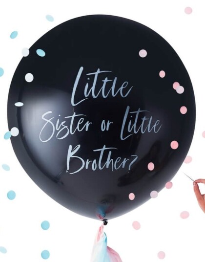 Little Sister or Little Brother 90 cm Ballong med Konfetti Twinkle
