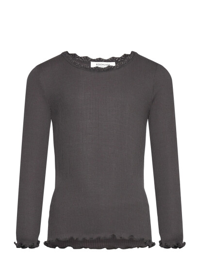 Rosemunde Kids Rkbalta Modal Ls Lace T-Shirt Grey 152