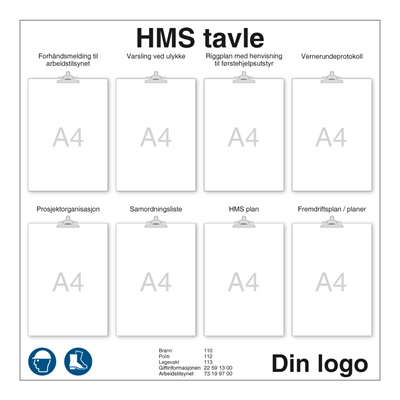 Jo Safety HMS tavle med klyper til byggeplassen Aluminium 950 x mm 6301043