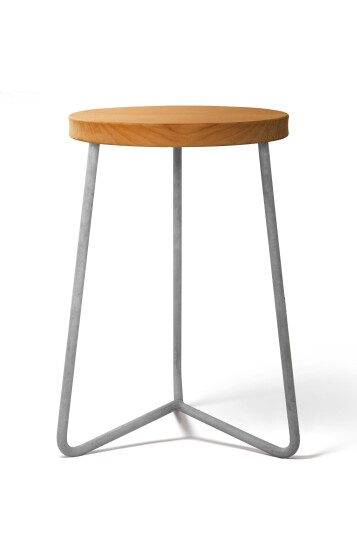 Grythyttan Stålmöbler Pall V1 Teak/galvanisert 31 cm Grå