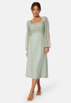 Bubbleroom Occasion Ruched LS Midi Dress Aqua 40 Bubbleroom Occasion Ruched LS Midi Dress Aqua 40