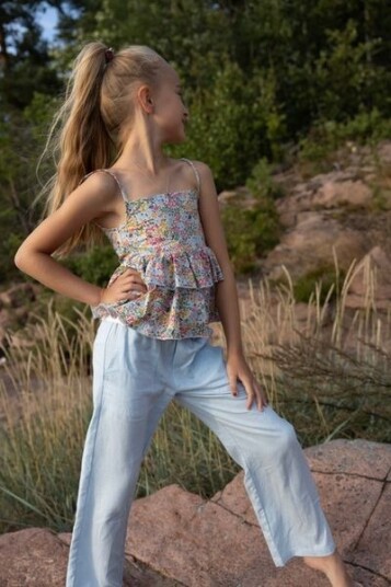 Vilje & Ve Line linbukse til barn Ice blue