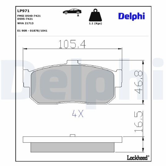 Bremseklosser DELPHI LP971 Bremseklosser DELPHI LP971