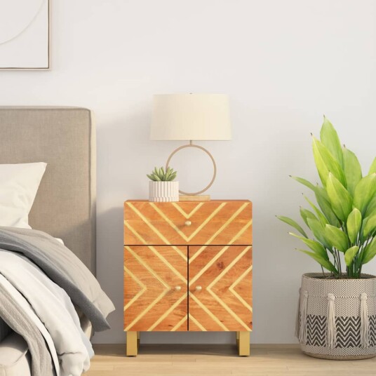 Nattbord brun og svart 50x33x60 cm heltre mango 8720845422127
