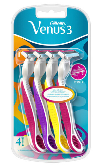 Venus Gillette 3 Colors Barberhøvler x Stk.4 Venus Gillette 3 Colors Barberhøvler x Stk.4