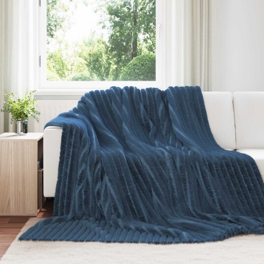 vidaXL Kastepledd 6 pcs Marineblå 240 x 220 cm Fleece