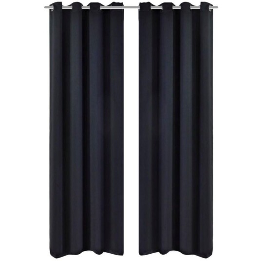 Vidaxl Lystette Gardiner 2 Stk Med Metallmaljer 135x175 Cm Svart