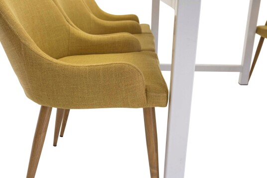 Venture Design Count & Plaza spisegruppe Hvit/gul 6 st stoler & bord 220 x 100 cm