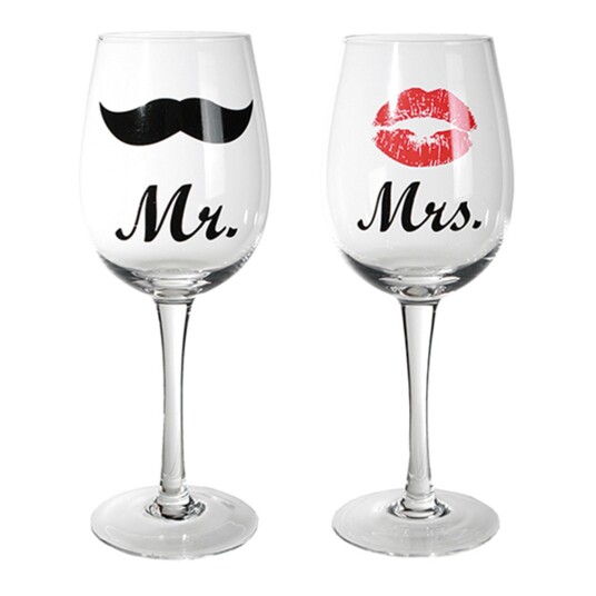 Out of the Blue Vinglass Mr. & Mrs. - 2-pakning