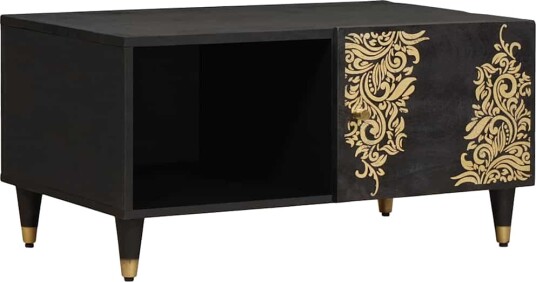 Kaffebord Svart 80 x 50 x 40 cm Massiv mango tre