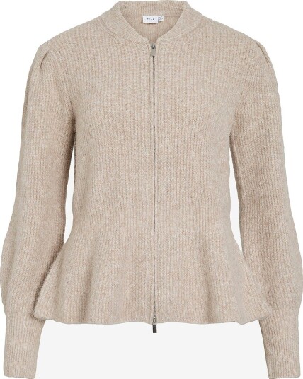 Vila Vigracie L/S Peplum Zip Knit Cardi/Pb/Rn Beige S Vila Vigracie L/S Peplum Zip Knit Cardi/Pb/Rn Beige S