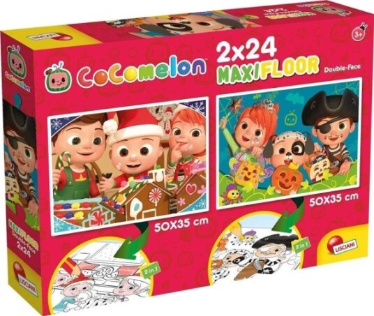 Lisciani Lisciani Cocomelon Dobbelsidig Gulv Pussel 2X24 El Dagen Starter Med En Sang