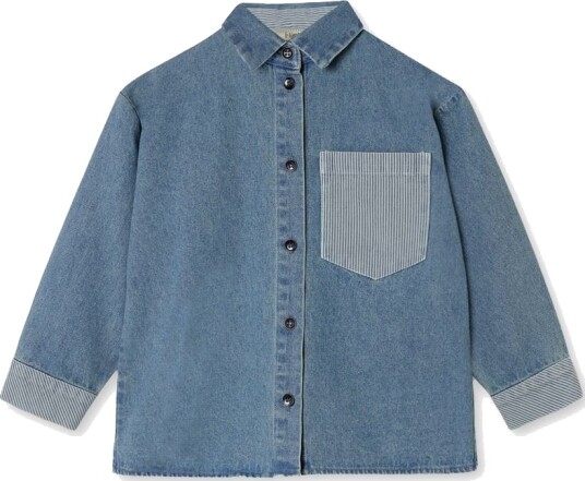 Fliink Don Contrast Skjorte Medium Denim Blue (80 / 1 år)