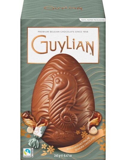 Guylian Milk Chocolate Egg with Original Praline Seahorse Chocolate Stort Sjokoladeegg med 6 Praliner 240 gram Guylian Milk Chocolate Egg with Original Praline Seahorse Chocolate Stort Sjokoladeegg med 6 Praliner 240 gram
