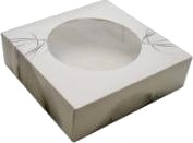 Kageæske Hængslet Låg S Line L190xb190xh50mm Pap Med Rude I Pla Hvid/Grå,200 Stk/Krt