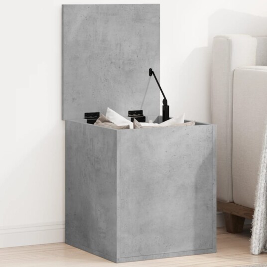 Oppbevaringsboks betonggrå 40x42x46 cm konstruert tre Oppbevaringsboks betonggrå 40x42x46 cm konstruert tre