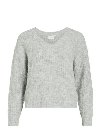 Vila Vilampe V Neck L/S Knit Top Noos Grey XS Vila Vilampe V Neck L/S Knit Top Noos Grey XS