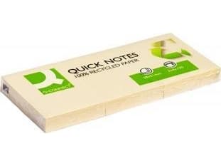 Q-Connect Q-CONNECT selvklebende pute 100 % resirkulert 38x51 mm 3x100 kort gul