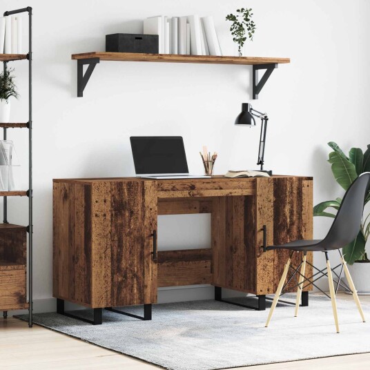 Skrivebord med dør Gammelt tre 140 x 50 x 75 cm Konstruert tre