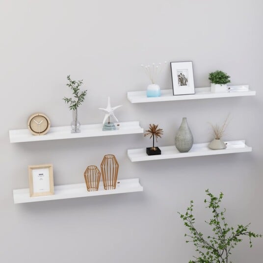 vidaXL Vegghyller 4 stk h?yglans hvit 60x9x3 cm