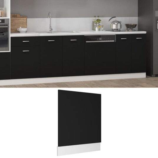 vidaXL Oppvaskmaskinspanel svart 59,5x3x67 cm sponplate