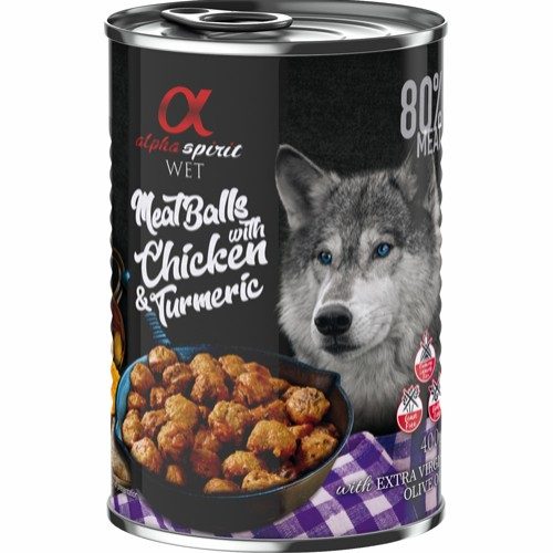 Alpha Spirit Våtfôr til Hund - Kjøttboller med Kylling og Gurkemeie 400g