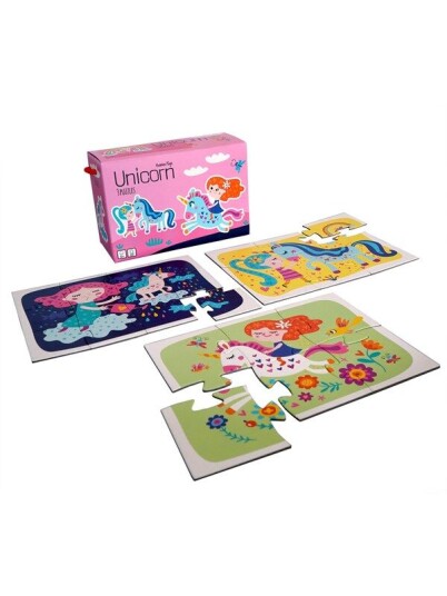 Barbo Toys Little Bright Ones - 3 Puzzles - Unicorn