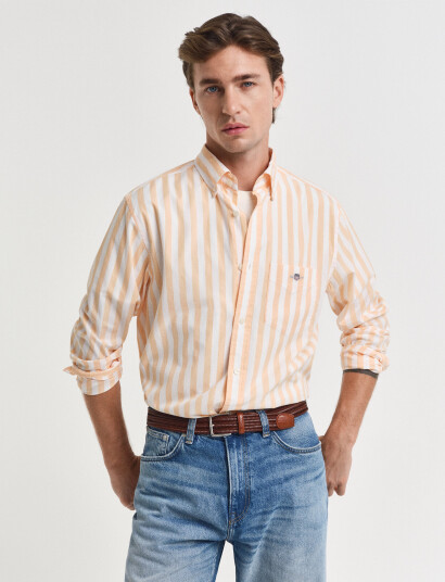 GANT Reg Classic Poplin Stripe Shirt - Orange - M GANT Reg Classic Poplin Stripe Shirt - Orange - M