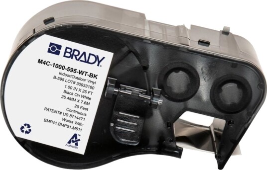 Brady B 595 Vinyl Blank Permanent Aggressivt Akryllim Svart På Hvitt Rull 2,54 Cm X 7,62 M 1 RullEr Kontinuerlig Etikettkassett Med Bånd For Brady Bmp53 Brady B 595 Vinyl Blank Permanent Aggressivt Akryllim Svart På Hvitt Rull 2,54 Cm X 7,62 M 1 RullEr Kontinuerlig Etikettkassett Med Bånd For Brady Bmp53