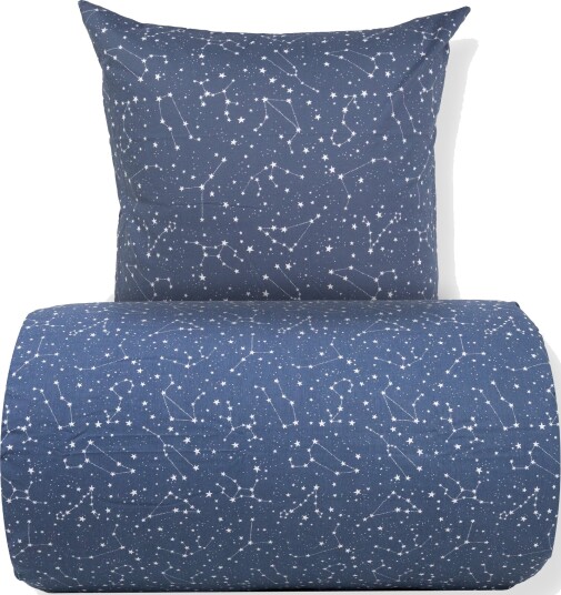Borg Living Sengetøy 140x220 cm 100% bomull Zodiac blue Vendbart med stjerner