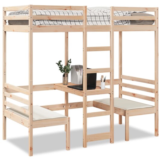 Ramme for loftseng skrivebord og stoler 80x200 cm heltre furu 8721158373168