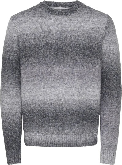 ONLY & SONS Onsmack Gradiant Reg Crew Knit GREY PINSTRIPE XL