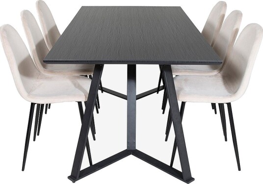 Venture Home   Spisegruppe Maggie med 6 spisestoler Penally   Svart