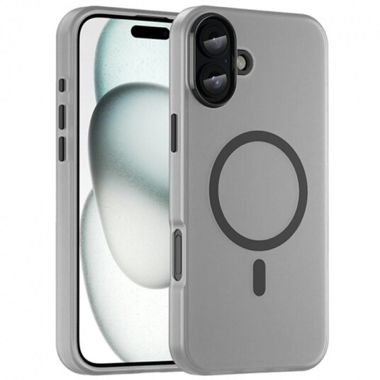 Halvtransparent etui med MagSafe for iPhone 16 Plus svart