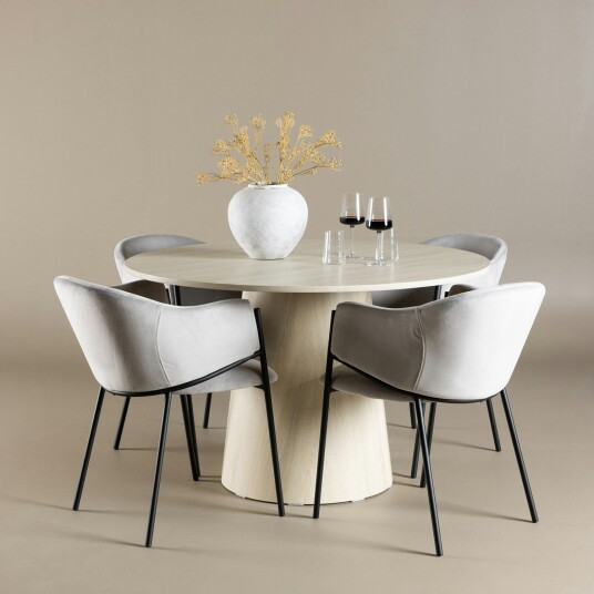 Spisegruppe Venture Home Lanzo Ø120 med 4 stk Evelina Stoler