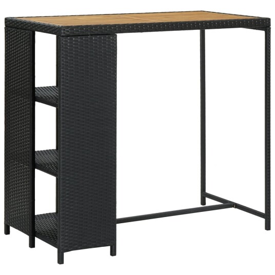 vidaXL Barbord med oppbevaringsstativ svart 120x60x110 cm polyrotting vidaXL Barbord med oppbevaringsstativ svart 120x60x110 cm polyrotting