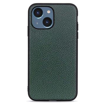 Elegant iPhone 14 Plus Lær Deksel Grønn