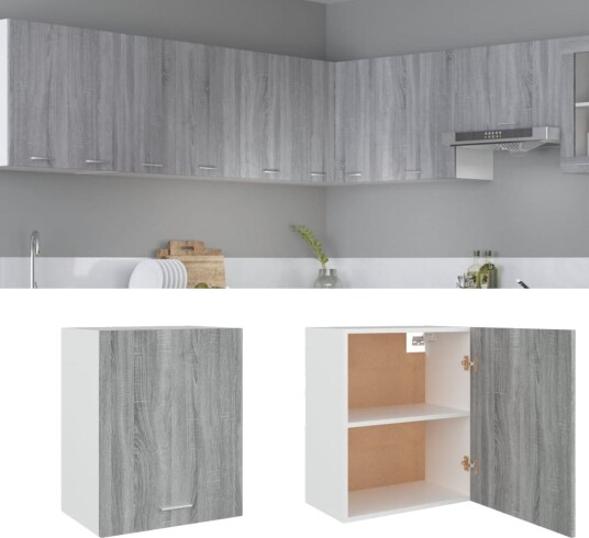 Vegghengt skap grå sonoma 50x31x60 cm konstruert tre 8720286954799 Vegghengt skap grå sonoma 50x31x60 cm konstruert tre 8720286954799