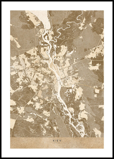 Sepia map of Kiev pre war Plakat Plakat / 70x100cm