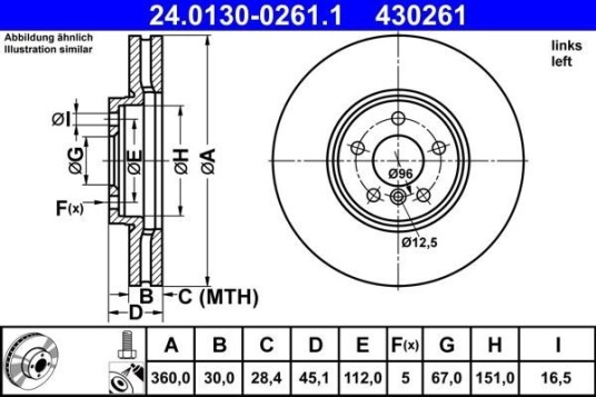 Bremseskive ATE 24.0130-0261.1