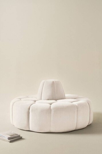 PLEASANT sittepuff diameter 140 cm Eliseouter: champagne color leather /inside: offwhite color velvet PLEASANT sittepuff diameter 140 cm Eliseouter: champagne color leather /inside: offwhite color velvet