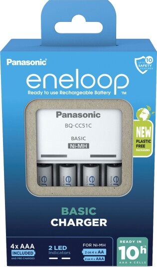 Panasonic BQ-CC51 Eneloop Batterilader med 4 x 800mAh AAA Batterier Panasonic BQ-CC51 Eneloop Batterilader med 4 x 800mAh AAA Batterier