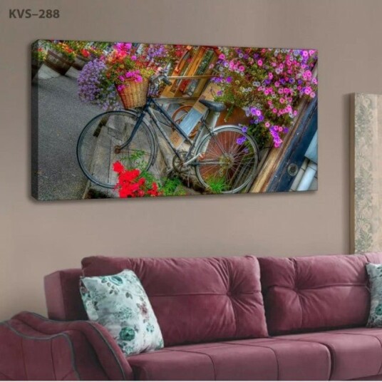 Landlig Sjarm Lerretsbilde av Vintage Sykkel med Blomsterkurv