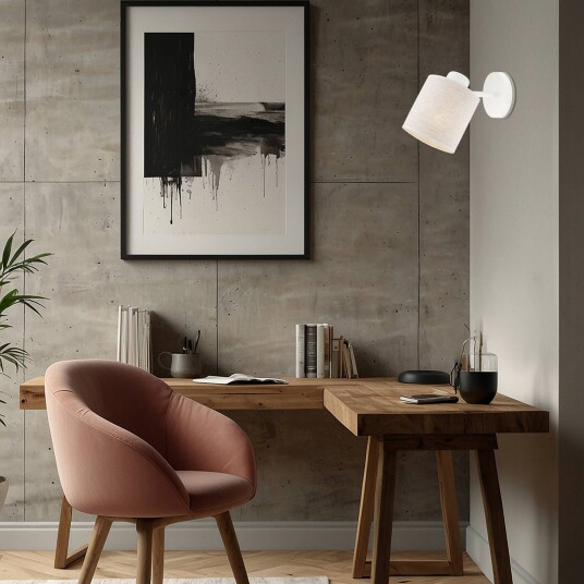 Argon Suerte vegglampe kremhvit lintekstil 18 cm høy E14