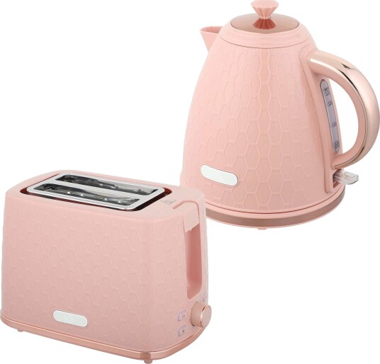 Vannkoker- og brødristersett – 1,7 l hurtigkoker, rosa